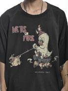 D5ove Distressed Yakitori Print T Shirt in Black - On Male Model