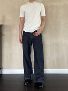 AFterTaste Drop 8 Red Selvedge Raw Denim Jeans in Denim - On Male Model