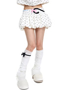 CFIERCE Embroidered Cat Tail Bubble Skirt in White - On Female Model