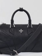 SMFK Medium Leather Cross Motif Handbag in Black