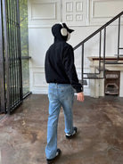 VLABMADE Heavyweight Cotton Fleece Hoodie in Black - On Model