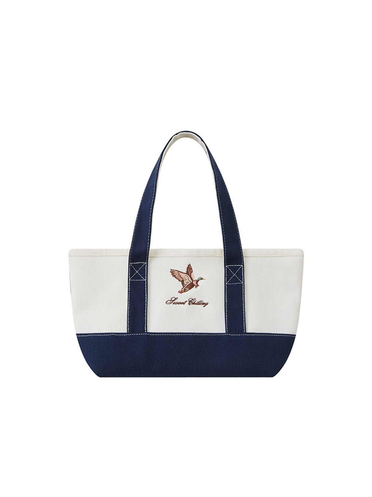 SweetChilling Mallard Embroidered Canvas Tote Bag in Navy
