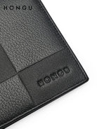 HONGU Patchwork Leather Bifold Wallet in Black - Detail