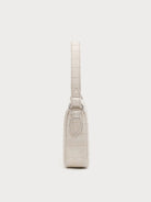 SMFK Small Croc Embossed Leather Shoulder Bag in White