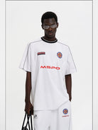 MASONPRINCE Reconstructed Applique T Shirt in White - On Male Model