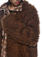 D5ove Shaggy Poly Wool Cardigan in Brown - On Male Model