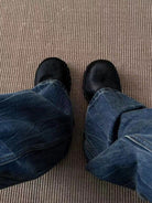 JCAESAR STUDIO Horsehair Platform Derby Shoes in Black - On Model