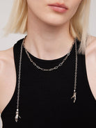 BLACKHEAD Double Layer Magnetic Hand Necklace in Silver - On Female Model