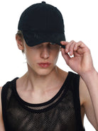 BLACKHEAD Distressed Embroidered Baseball Cap in Purple - On Male Model