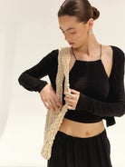 MADEINAM Cardigan Camisole Wide Leg Pants Set in Black - On Female Model