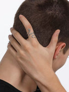 BLACKHEAD Titanium Steel Coiled Snake Ring in Silver - On Male Model