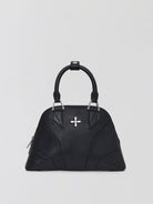 SMFK Medium Leather Shell Bag in Black