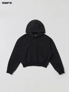 SMFK Meditation Cropped Cotton Hoodie in Black