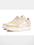 KILLWINNER Khaki Distressed Denim Low Top Sneakers in Khaki