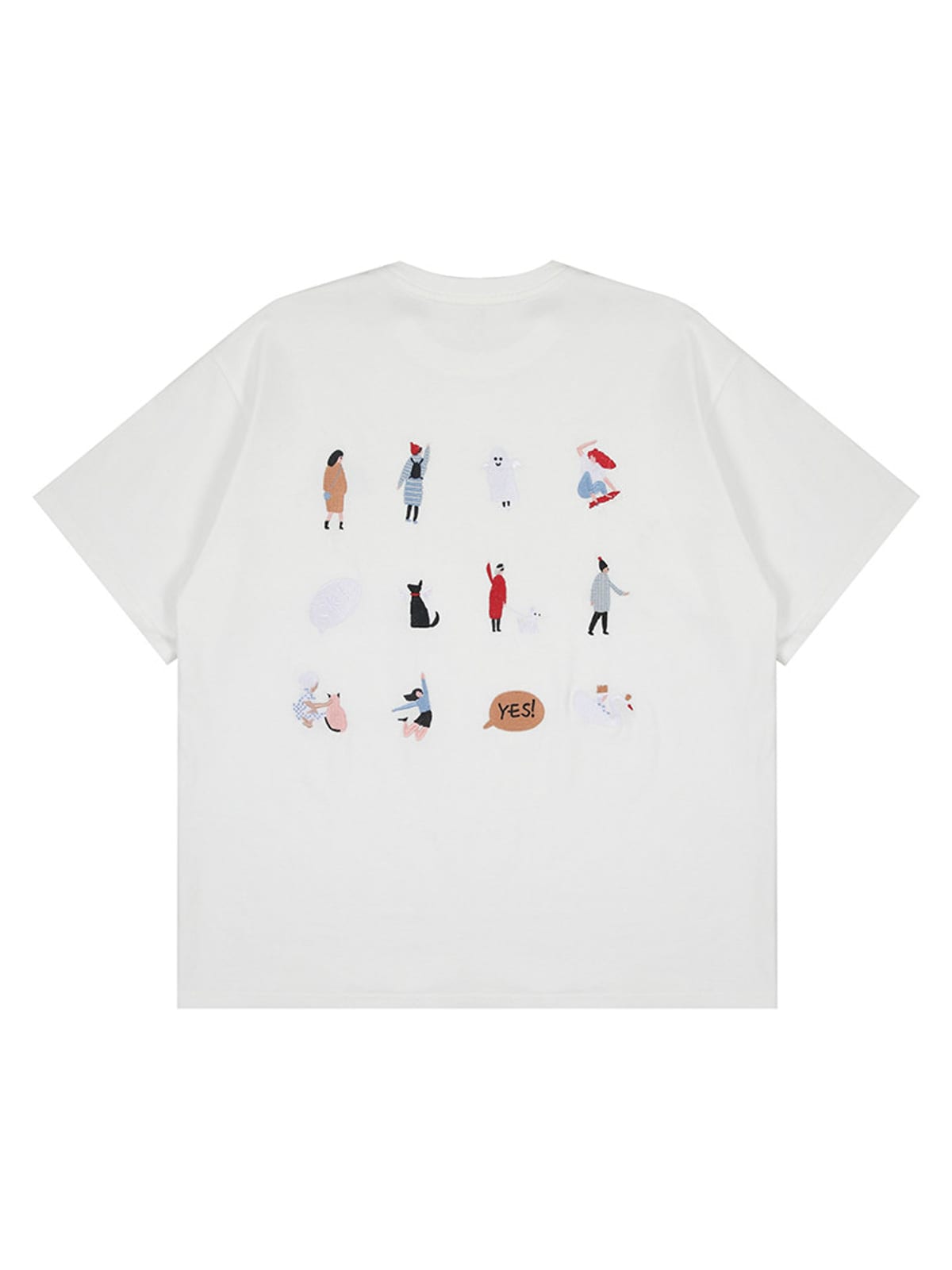 LOSTCTRL Cartoon Embroidery Cotton T Shirt in White