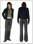 FaxCopyExpress Wool Stand Collar Zip Cardigan in Black - On Male Model