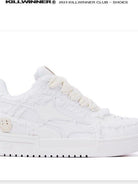 KILLWINNER White Distressed Denim Low Top Sneakers in White