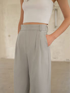 TEASEL Washable Wool Blend Cropped Trousers in Gray - On Female Model