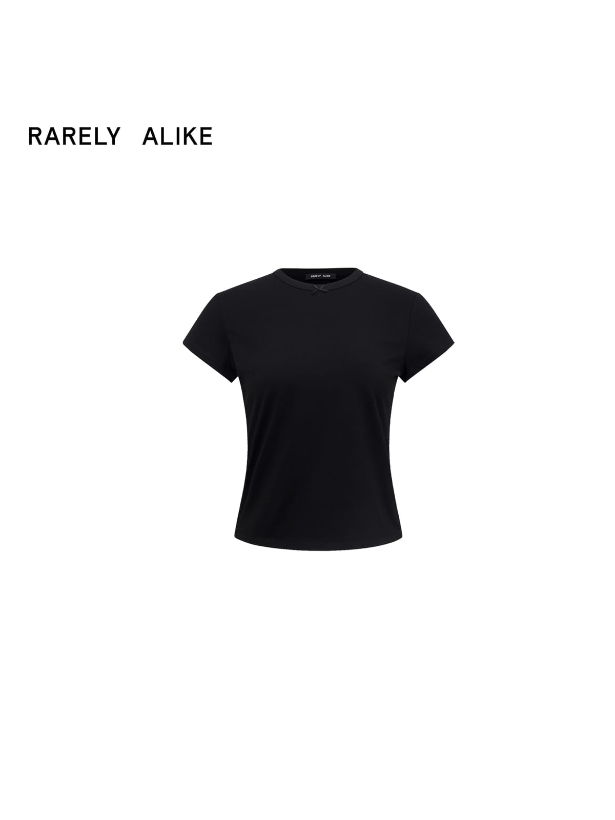RARELY ALIKE Cotton Bowknot Crewneck T Shirt in Black