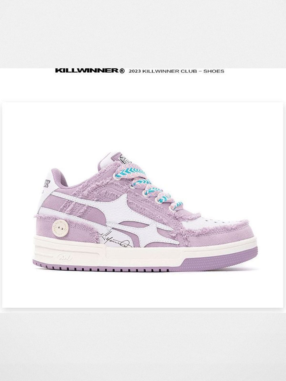KILLWINNER Distressed Denim Low Top Sneakers in Purple