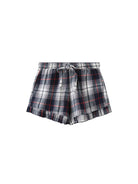 SweetChilling Plaid Ruffle Lounge Shorts in White