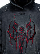 PERSONSOUL 3D Embroidered Distressed Hoodie in Gray - On Model