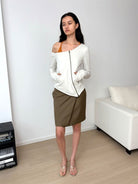 RARELY ALIKE Asymmetric Off Shoulder Sweatshirt in White - On Female Model