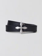 SMFK Thin Leather Cross Buckle Belt in Black