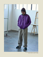 USAGE Reversible Nylon Fleece Track Jacket in Purple - On Male Model