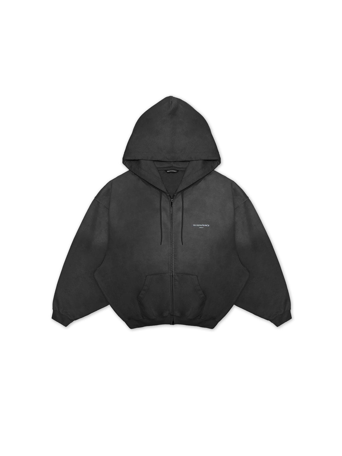 MASONPRINCE Blurred Graphic Zip Up Hoodie in Gray
