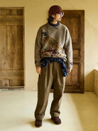 USAGE Pleated Cotton Twill Chinos in Beige - On Male Model