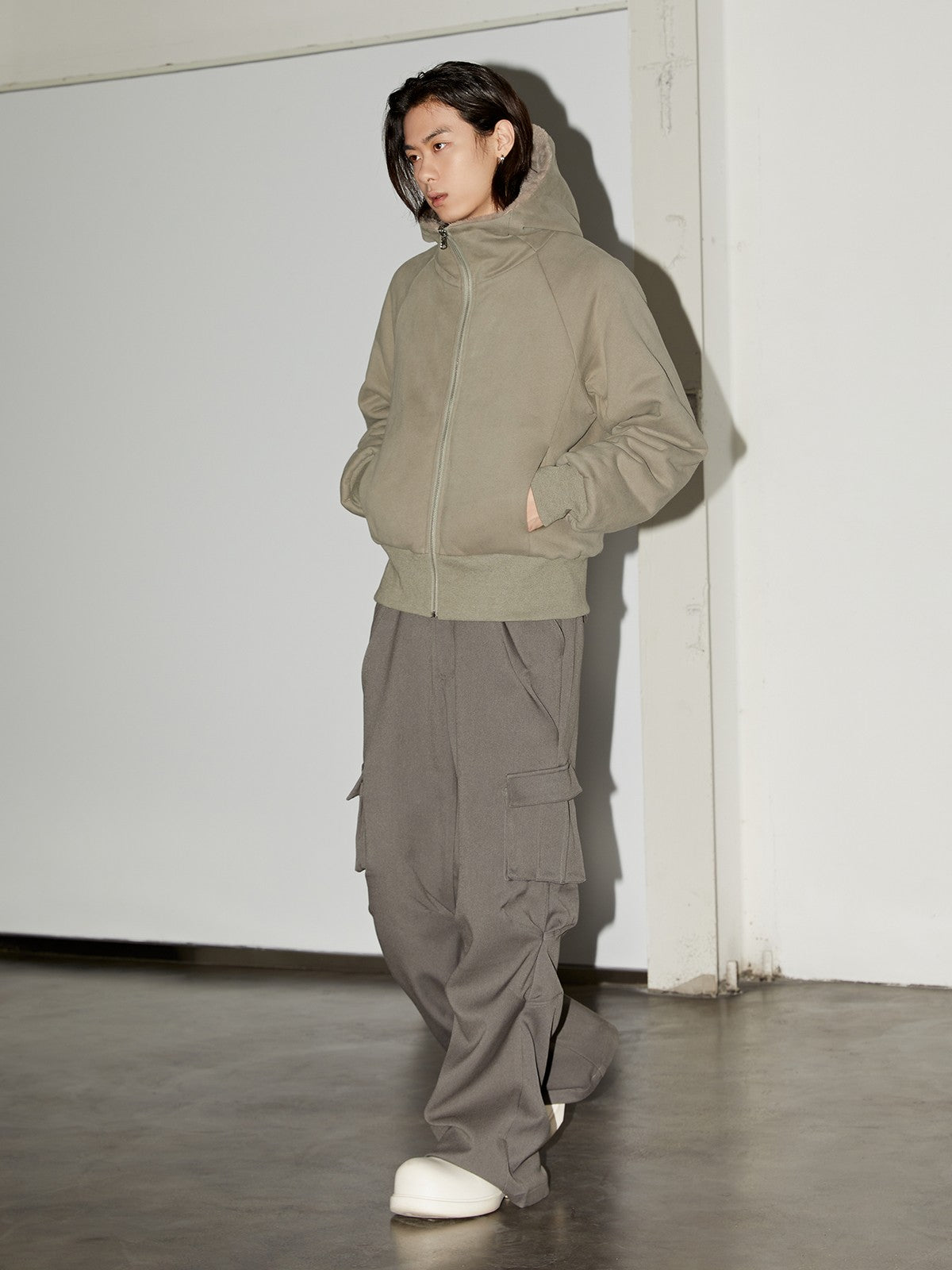 Y Official Reversible Berber Fleece Jacket in Green - On Male Model