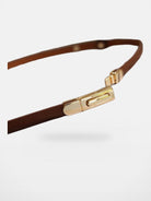 PANLULUPAN Slim Leather Belt with Interlocking Buckle in Black - Detail