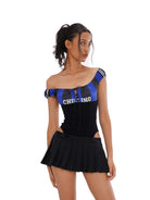 SweetChilling Sporty Paneled Cutout Pleated Mini Dress in Black - On Female Model