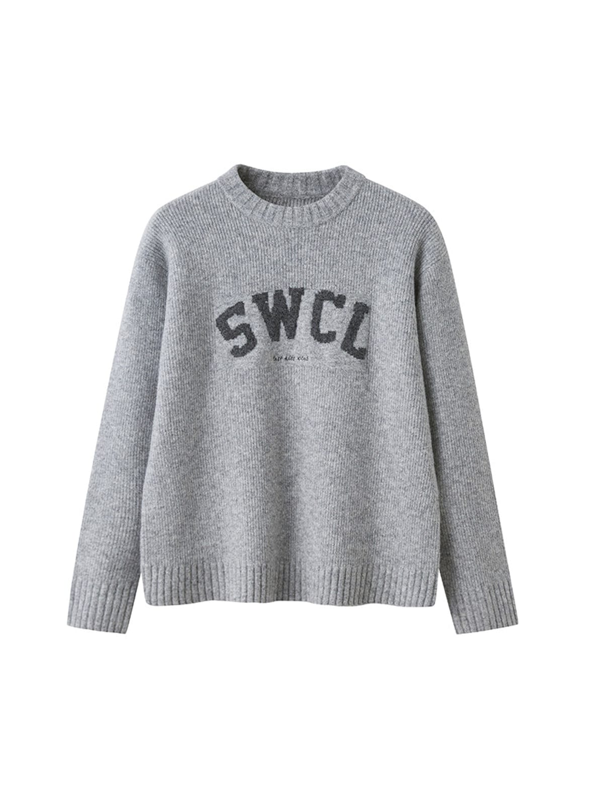 SweetChilling Relaxed Letter Jacquard Sweater in Gray