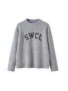 SweetChilling Relaxed Letter Jacquard Sweater in Gray