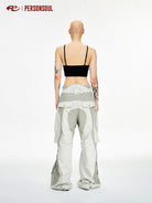 PERSONSOUL Panelled Cotton Cargo Pants in Gray - On Model