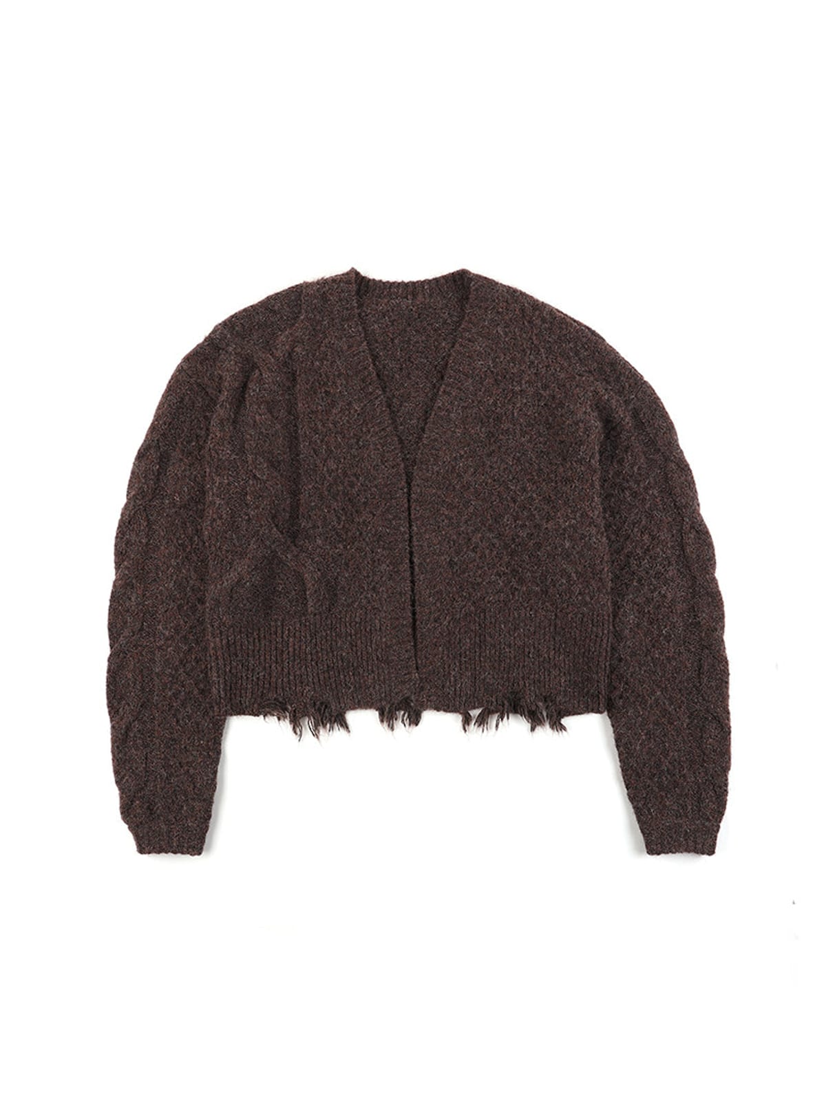 D5ove Heavyweight Wool Blend Cardigan in Brown