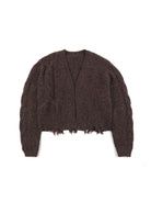 D5ove Heavyweight Wool Blend Cardigan in Brown
