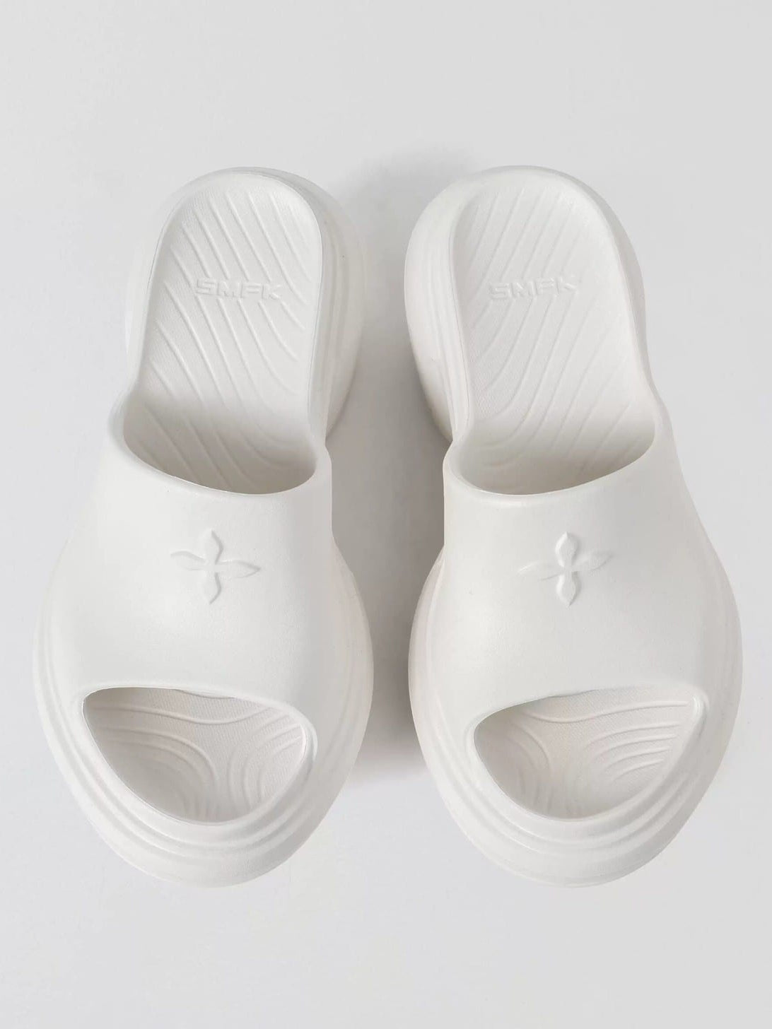 SMFK Molded Platform Slide Sandals in White