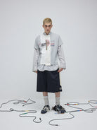 SOD Contrast Panel Mesh Shorts in Black - On Male Model
