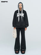 SMFK Cotton Flared Sweatpants in Black - On Female Model