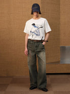 JCAESAR STUDIO Graphic Slub Cotton Cropped T Shirt in White - On Male Model