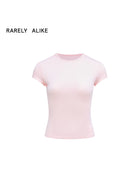 RARELY ALIKE Hourglass Cotton Crew Neck T Shirt in Pink
