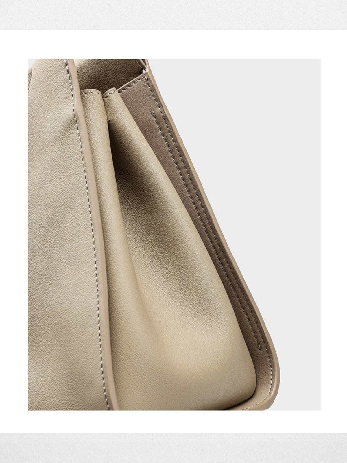 HONGU Cowhide Leather Shoulder Bag in Beige - Detail