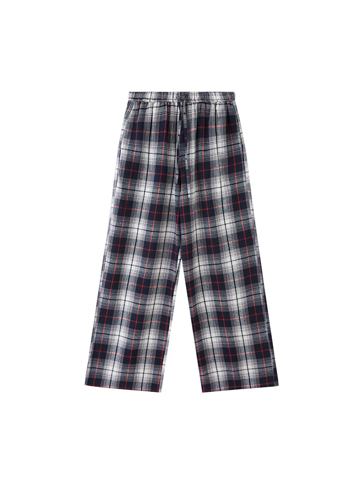 SweetChilling Plaid Cotton Lounge Pants in White