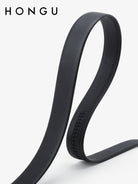 HONGU Cowhide Leather Automatic Buckle Belt in Black