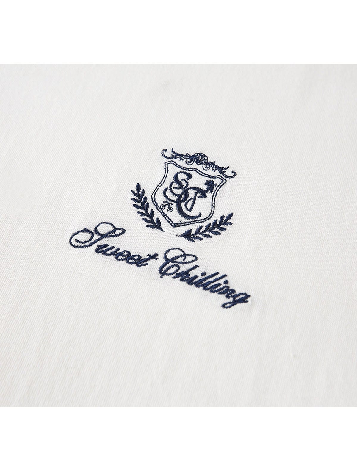 SweetChilling Embroidered Logo Cotton T Shirt in White - Detail