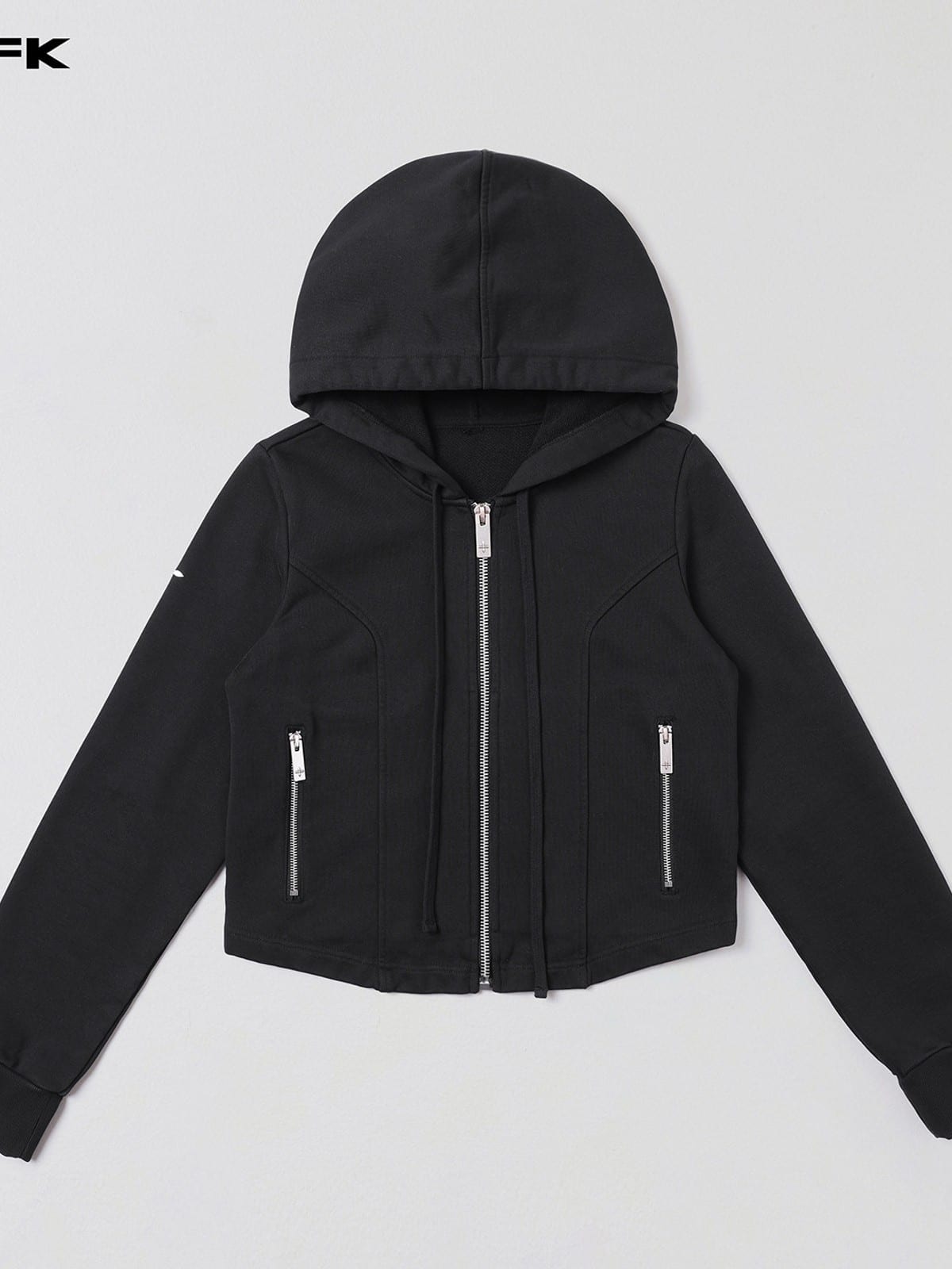SMFK Cotton Blend Slim Zip Up Hoodie in Black