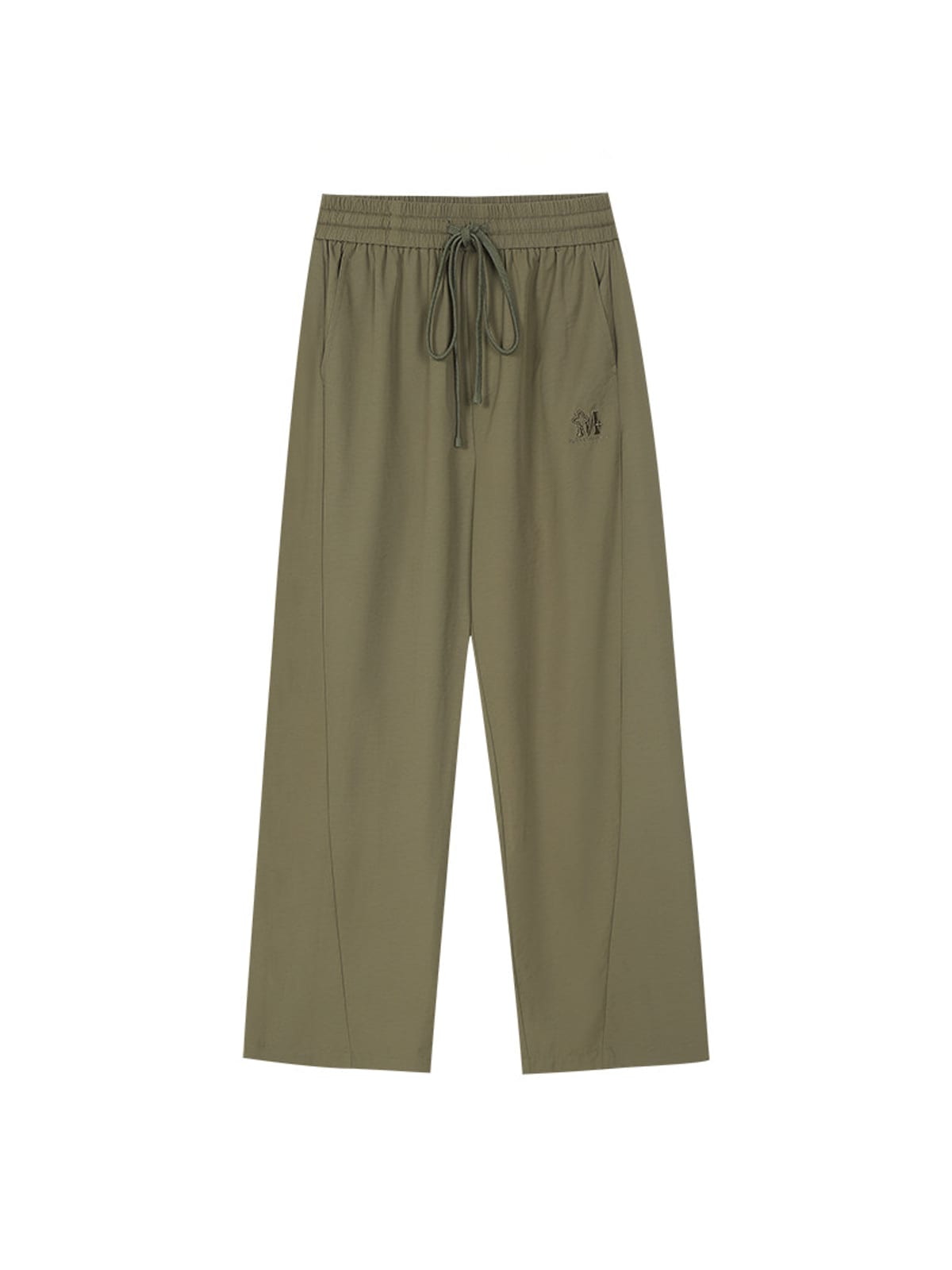 MEDM Lightweight Wide Leg Track Pants in Olive
